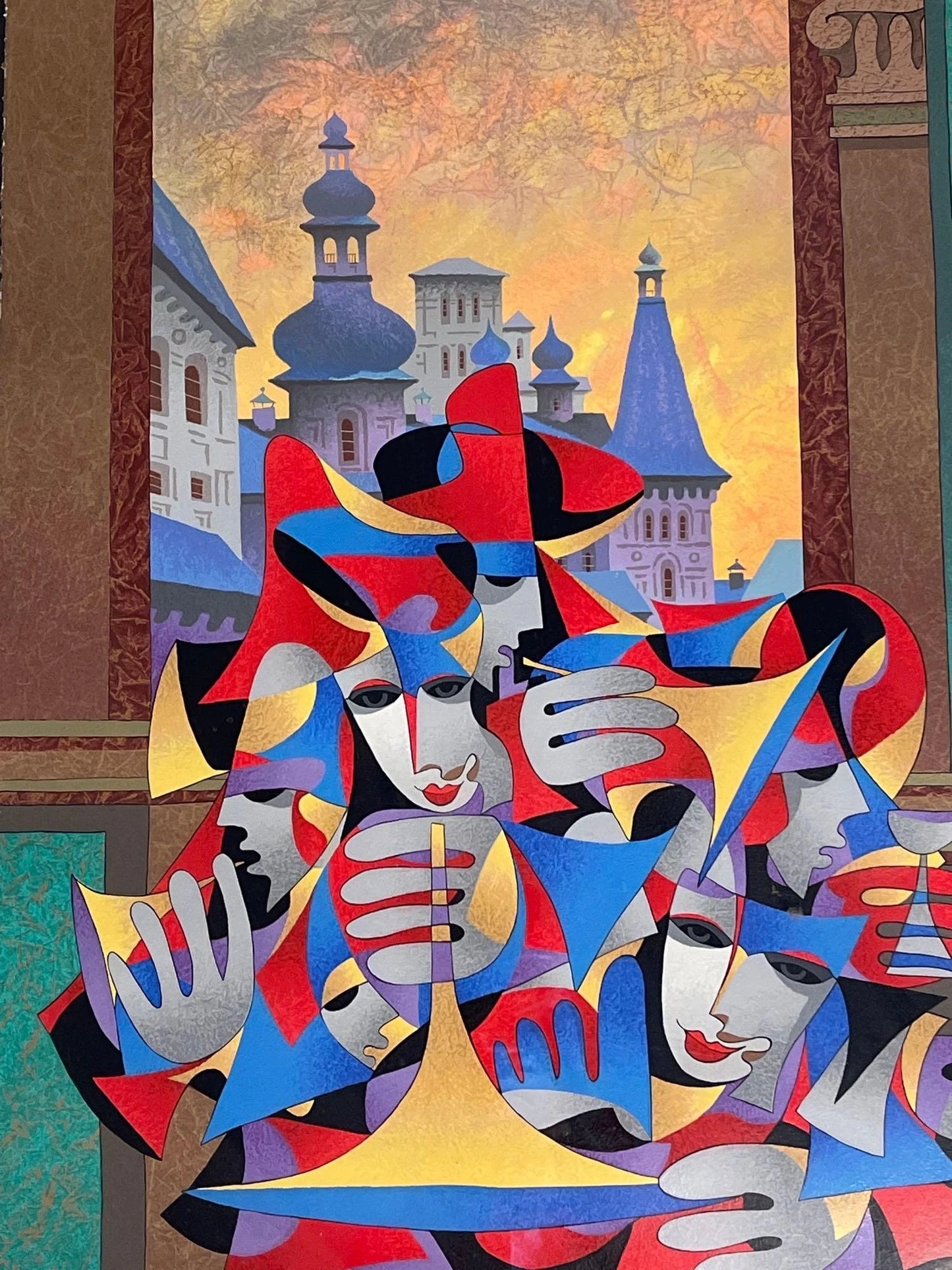 Anatole Krasnyansky 'Gold & Teal Over Looking the City' - Centaur Art Galleries