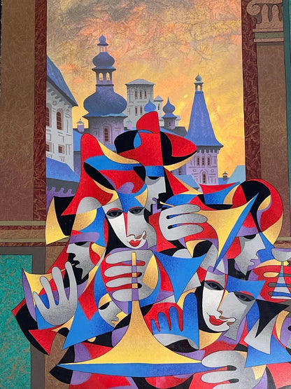 Anatole Krasnyansky 'Gold & Teal Over Looking the City' - Centaur Art Galleries